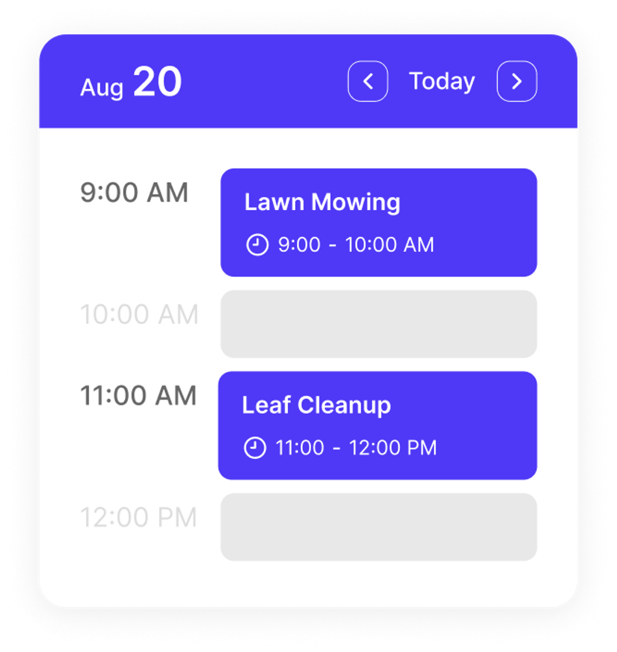 Image showing Koalendar schedule for a lawn care business